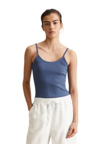 Marc O'Polo Damen T-Shirt "aus Rippjersey"cerulean blau, Gr. XXL, MARC O'POLO DENIM, unifarben, Obermaterial: 96% Baumwolle, 4% Elasthan, Shirts
