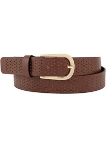Bernd Götz BERND GÖTZ Damen Ledergürtel, braun, casual, Gr. 80, unifarben mit Farbeinsatz, Rindsleder, Gürtel, mit Rasterprägung