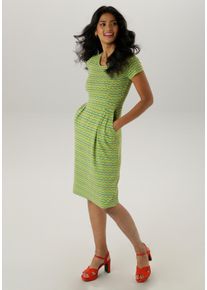 Damen Sommerkleid, grün, casual, Gr. 36, Aniston SELECTED, bedruckt, geblümt, Jersey, Obermaterial: 95% Viskose, 5% Elasthan, Kleider, mit zwei