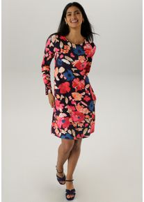 Damen Jerseykleid, bunt, modisch, Gr. 46, Aniston SELECTED, Milano Rib, Obermaterial: 89% Viskose, 9% Polyester, 2% Elasthan, Kleider, in leichte