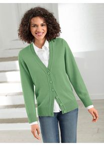Casual Looks Damen Strickjacke, grün, Gr. 40, unifarben, 50% Baumwolle, 50% Polyacryl, Strickjacken