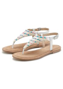 Lascana Damen Sandale "Zehentrenner, Pantolette, Sandalette, Sommerschuh", Gr. 37, weiß, Obermaterial: 60% Synthetik, 40% Schafsleder. Futter: 100%