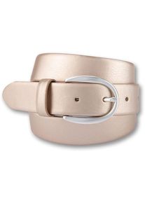 Bernd Götz BERND GÖTZ Damen Ledergürtel, beige, casual,feminin,klassisch,modisch, Gr. 90, unifarben, metallic, Leder, Gürtel, mit Designschließe in Hufeisenform