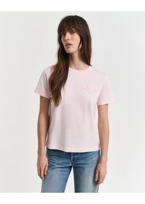 Gant Damen T-Shirt "REG TONAL SHIELD SS T-SHIRT", rot, casual, Gr. XL, Single Jersey, Obermaterial: 100% Baumwolle, Shirts, Rundhals, Ton in Ton