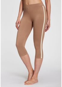 H.I.S. H.I.S Damen Caprileggings, Gr. 32, grau, Single Jersey, Obermaterial: 95% Baumwolle, 5% Elasthan, unifarben, sportlich, Hosen, mit schmalen