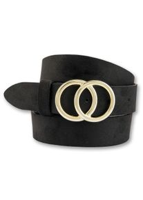 Bernd Götz BERND GÖTZ Damen Koppelgürtel, schwarz, casual,modisch,elegant,feminin, Gr. 80, unifarben, Leder, Gürtel, mit goldfarbener Schließe in Ringoptik