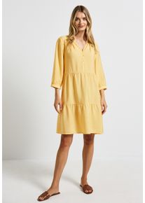 Street One Damen Tunikakleidschwarz buttercream gelb, casual, Gr. 44, unifarben, Stoff, 88% Viskose, 12% Polyamid, Kleider, aus Viskose