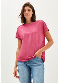 Cecil Damen T-Shirtglazed apple rot, casual, Gr. XS, unifarben, washed, Jersey, Obermaterial: 100% Baumwolle, Shirts, mit Knopfdetail