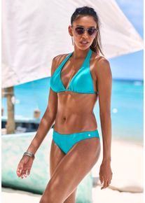 Lascana Damen Triangel-Bikini, blau, Gr. 34, unifarben, Microfaser, Recycling-Polyamid, Bikini-Sets, in 5 Tragevarianten