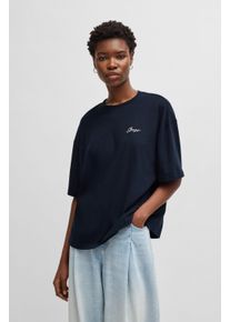 BOSS Orange Damen T-Shirt "Eboyfriend Premium Damenmode", blau, modisch, Gr. M, unifarben, Single Jersey, Obermaterial: 100% Baumwolle, Shirts, mit