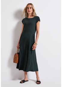 Street One Damen Midikleidpine grove grün, casual, Gr. 44, unifarben, Web, Obermaterial: 48% Baumwolle, 47% Modal, 5% Elasthan, Kleider, mit