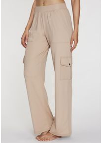 H.I.S. H.I.S Damen Cargohose, Gr. 36, beige, Obermaterial: 90% Polyester, 10% Elasthan, Basic, Hosen, mit 6 praktischen Taschen, Loungewear