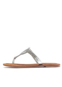 Lascana Damen Zehentrenner "Sandale, Pantolette, Sommerschuh", Gr. 38, silber, Obermaterial: 50% Synthetik, 50% Textilmaterial. Futter: 100%