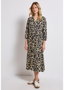 Street One Damen Midikleidcoastal beige, casual, Gr. 44, animal-print, Stoff, 100% Viskose, Kleider, aus Viskose