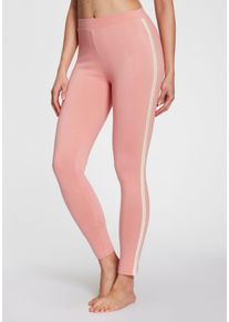 H.I.S. H.I.S Damen Leggings, Gr. 32, rosa, Single Jersey, Obermaterial: 95% Baumwolle, 5% Elasthan, unifarben, sportlich, Hosen, mit schmalen Seitenstreifen