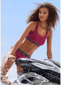 ELBSAND Damen Bustier-Bikini, lila, Gr. 32, Recycling-Polyamid, Bikini-Sets, mit Markenschriftzügen in Kontrastfarbe