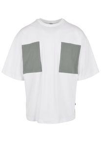 Urban Classics Herren Kurzarmshirt "Urban Classics Herren Big Double Pocket Tee", weiß, casual, Gr. L, mehrfarbig, 100% Baumwolle, Shirts