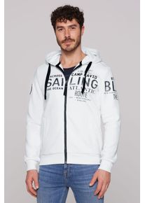 CAMP DAVID Herren Kapuzensweatjacke, weiß, casual, Gr. 4XL, bedruckt, Material: 65% Baumwolle, 35% Polyester, Sweatjacken, mit weicher Innenseite