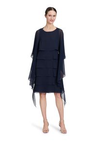 Vera Mont Damen Multifunktionstuch "Vera Mont Chiffonstola mit Volant", blau, festlich, Gr. S, Chiffon, Polyester, Modetücher, Nahtführung