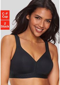 Petite Fleur Damen Soft-BH, Gr. 95, schwarz-weiß, Jersey, Obermaterial: 90% Baumwolle, 10% Elasthan, klassisch, BHs, ohne Bügel aus sanfter Baumwolle