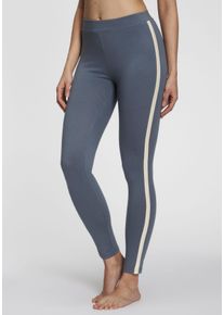 H.I.S. H.I.S Damen Leggings, Gr. 32, blau, Single Jersey, Obermaterial: 95% Baumwolle, 5% Elasthan, unifarben, sportlich, Hosen, mit schmalen Seitenstreifen