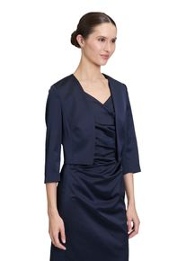Vera Mont Damen Bolerojacke "Vera Mont Bolero-Jacke mit Kellerfalten", blau, elegant, Gr. 38, Satin, Obermaterial: 96% Polyester, 4% Elasthan., Jacken