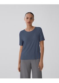 Vila Damen Kurzarmshirt "VIPLISA O-NECK S/S TOP - NOOS", blau, modisch, Gr. XL, unifarben, Jersey, Obermaterial: 65% Polyester, 35% Viskose, Shirts