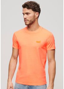 Superdry Herren Rundhalsshirt "ESSENTIAL LOGO EMB NEON TEE", orange, modisch, Gr. M, unifarben, Single Jersey, Obermaterial: 100% Baumwolle, Shirts