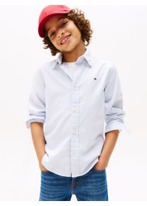 Tommy Hilfiger Jungen Langarmhemd "FLEX ITHACA SHIRT LS"cloudy blau stripe, Gr. 4, gestreift, Web, Obermaterial: 97% Baumwolle, 3% Elasthan, Hemden,
