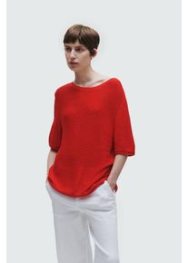 Street One Damen Strickpullover, rot, casual, Gr. 42, unifarben, Strick, Obermaterial: 60% Polyacryl, 40% Nylon, Pullover, mit seitlichen Schlitzen