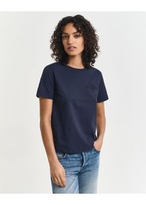 Gant Damen T-Shirt "REG TONAL SHIELD SS T-SHIRT", blau, casual, Gr. S, Single Jersey, Obermaterial: 100% Baumwolle, Shirts, Rundhals, Ton in Ton