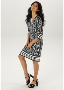 Damen Jerseykleid, schwarz-weiß, feminin, Gr. 38, Aniston SELECTED, gemustert, bedruckt, Jersey, Obermaterial: 95% Polyester, 5% Elasthan, Kleider,