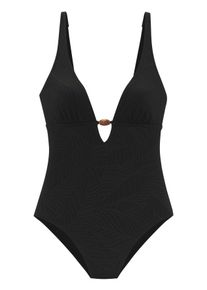 Lascana Damen Badeanzug "Fay", schwarz, Gr. 38, Strukturmuster, Obermaterial: 94% Polyamid, 6% Elasthan. Futter: 90% Polyester, 10% Elasthan,