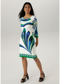Damen Jerseykleid, bunt, modisch, Gr. 38, Aniston SELECTED, gemustert, bedruckt, Milano Rib, Obermaterial: 70% Viskose, 25% Polyester, 5% Elasthan,