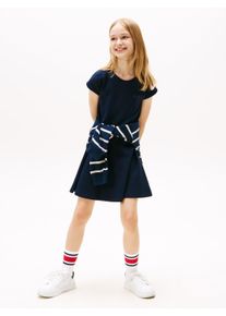 Tommy Hilfiger Mädchen Jerseykleid "SPACER INTERLOCK DRESS", blau, casual, Gr. 86, unifarben, Jersey, Obermaterial: 74% Baumwolle, 18% Polyester, 8%