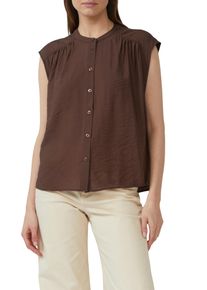 s.Oliver Damen Kurzarmblusechocolate braun, casual, Gr. 42, unifarben, Obermaterial: 84% Viskose, 16% Polyamid, Blusen, mit Raffung