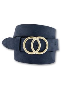 Bernd Götz BERND GÖTZ Damen Koppelgürtel, blau, casual,modisch,elegant,feminin, Gr. 105, unifarben, Leder, Gürtel, mit goldfarbener Schließe in Ringoptik