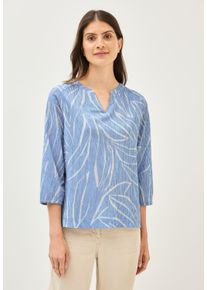 Cecil Damen Shirtblusedeep pastel blau, casual, Gr. XS, bedruckt, Web, Stoff, 80% Baumwolle, 20% Polyester, Blusen, mit geschlitztem
