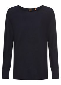 BOSS Orange Damen Strickpullover "Falandrana Premium Damenmode"dunkelblau 408, casual, Gr. L, unifarben, Strick, Obermaterial: 60% Viskose, 35%