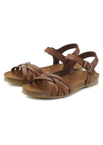 Lascana Damen Sandale "Sandalette, Sommerschuh", Gr. 38, braun, Obermaterial: 100% Rindsleder. Decksohle: 100% Rindsleder. Laufsohle: 100% Synthetik,