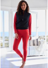 Damen Leggings, BENCH. LOUNGEWEAR, Gr. 36, rot, Jersey, Obermaterial: 95% Baumwolle, 5% Elasthan, unifarben, casual, Hosen, mit Logo Silikon Badge