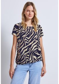 Street One Damen T-Shirt, blau, casual, Gr. 46, bedruckt, Stoff, Vorderseite: 100% Viskose; Rückseite: 95% Viskose, 5% Elasthan, Shirts, aus softer