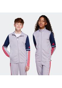 Kinder Trainingsjacke "SQ25 TR JKT Y"glory grau, team navy blau 2, pure ruby, sportlich, Gr. 128, adidas Performance, Obermaterial: 100% Polyester,