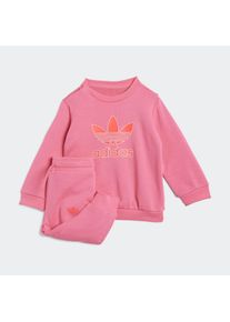 Kinder Trainingsanzug "CREW SET"pink fusion, lucid rot, sportlich, Gr. 98, adidas originals, Obermaterial: 70% Baumwolle, 30% Polyester, Sportanzüge