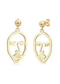 Elli Damen Paar Ohrhänger "Ohrhänger Gesicht Design 925 Sterling Silber", OneSize, ohne Stein, Silber 925 (Sterlingsilber), gold, Silber 925
