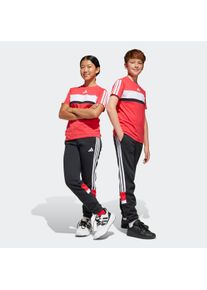 Kinder Sporthose "J 3S TIB FL PT", schwarz-weiß, sportlich, Gr. 176, adidas Sportswear, Obermaterial: 70% Baumwolle, 30% Polyester, Hosen