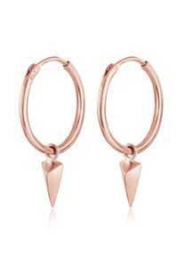 Elli Damen Paar Creolen "Creolen mit Einhänger Dreieck 925 Silber", OneSize, ohne Stein, Silber 925 (Sterlingsilber), rosa, Silber 925