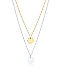 Elli Damen Gliederkette "Layer Kette mit Kreis Plättchen 925 Silber", 45, ohne Stein, Silber 925 (Sterlingsilber), L: 45cm, bunt, Silber 925