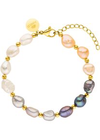 PURELEI Damen Armband "Schmuck Geschenk Pearly Armkette, 22201-Bracelet-Pearly-Gold", Edelstahl-Perlengelbgoldfarben, weiß, grau, schwarz, rosé,