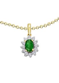ONE ELEMENT Damen Ketten-Anhänger "0,15 ct Diamant Brillant Smaragd Anhänger aus 585 Gelbgold", 0.15 ct mit Diamant, Gelbgold 585-Gold, gold,
